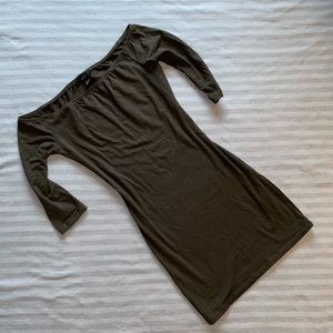 Olive green off shoulder dress